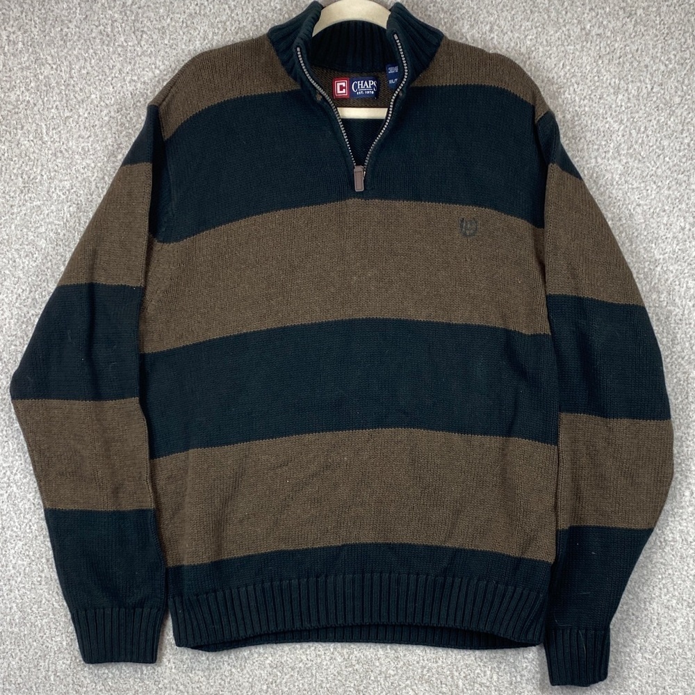 Chaps rugby sweater XXL brown black preppy casual retro
